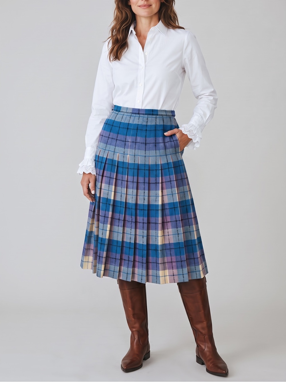 Vintage Pendleton A-line Academia 100% Virgin Wool Pleated Plaid Skirt